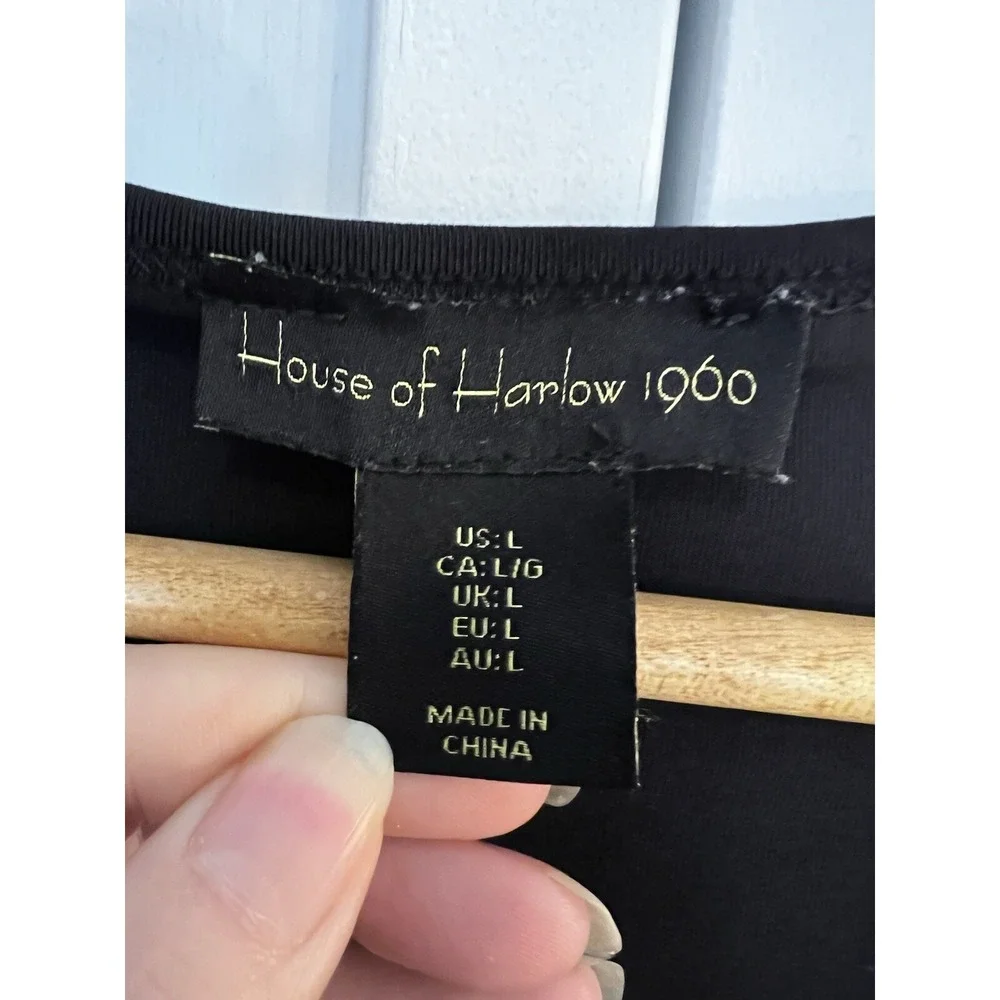 House of Harlow Bodysuit‎ Women's Corset Large Long Sleeve Square Neck Black - Picture 2 of 6